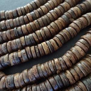 12 Inch 8-9mm Wood Heishi Bead Strand, Dyed, About 100 Beads Per Strand, Brown Wooden Bead, Round Disc Spacer, LIMITED SUPPLY, Hot Deal!