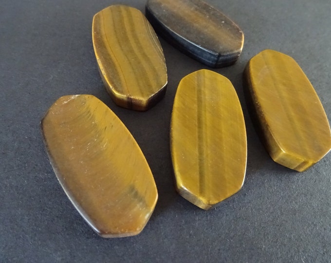 38-38.5mm Natural Tiger Eye Cabochon, Flat Polygon Cabochon, Polished Gem, Tiger's Eye Cabochon, Natural Gemstone,  Natural Tigereye