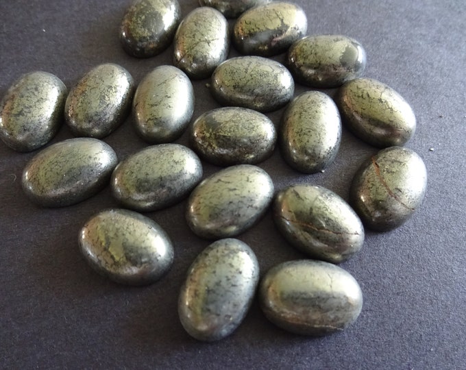 14x10mm Natural Pyrite Cabochon, Round Cabochon, Metallic, Dark Silver Color, Mineral, Iron Pyrite, Fools Gold, Stone Jewelry, Industrial