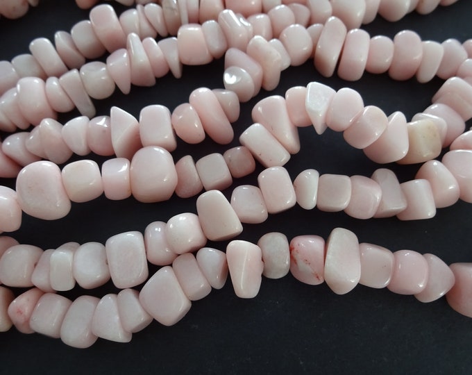 33 Inch 8-18mm Natural White Jade Bead Strand, Dyed, About 75 Jade Nugget Beads, Light Pink, Polished Drilled Chip, Jade Stone, 1.5mm Hole