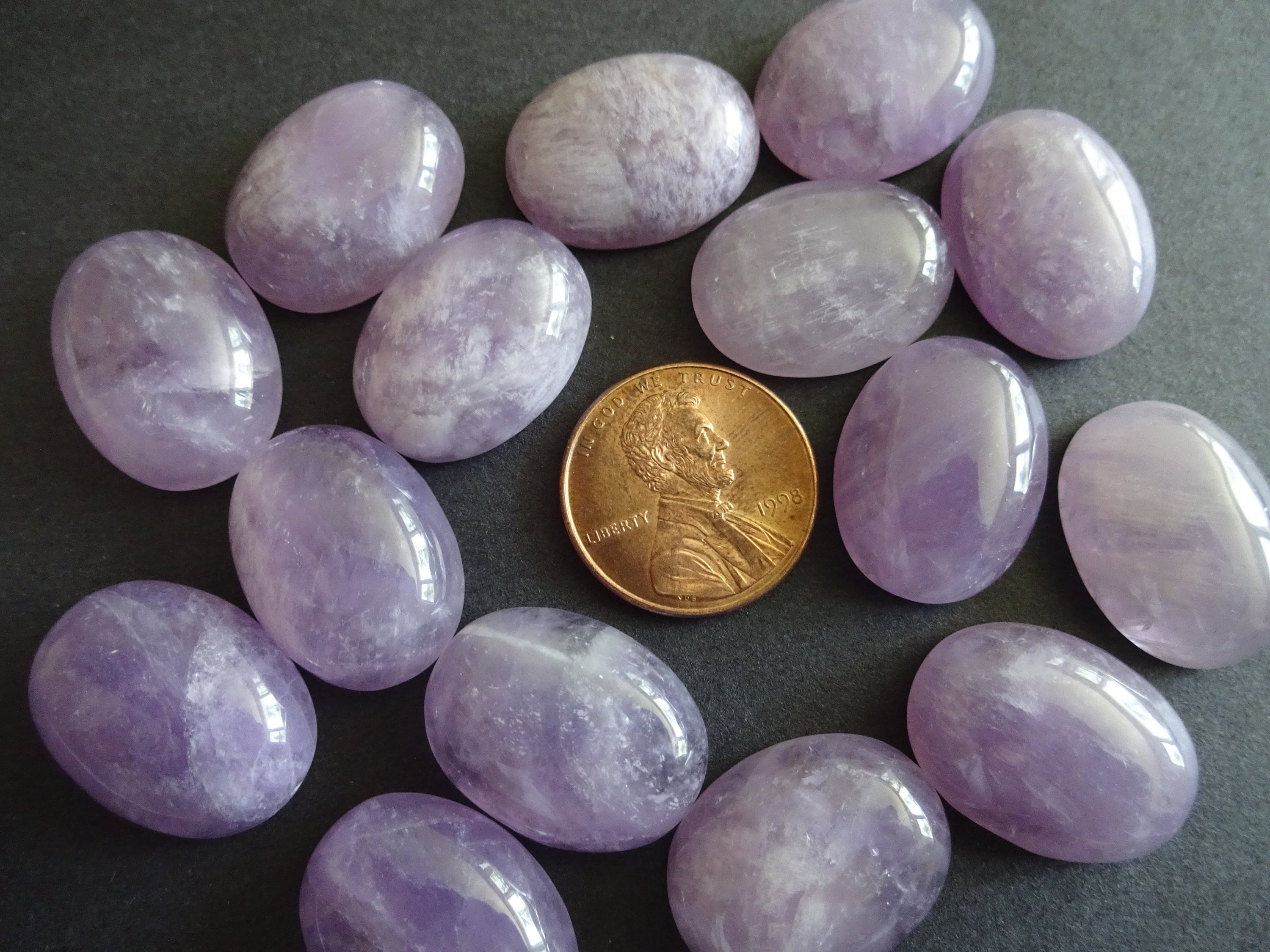 20x15mm Natural White Jade Gemstone Cabochon, Dyed, Light Purple Oval
