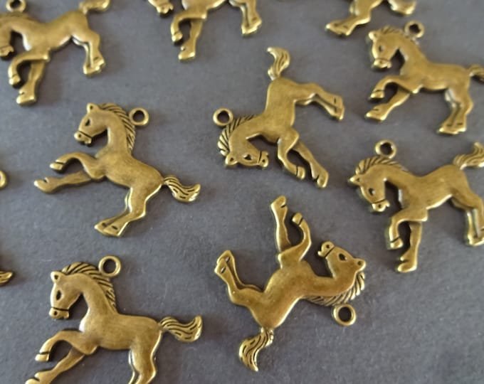 5 PACK of 27mm Horse Pendant, Tibetan Style Metal Pendant, Metal Horse Pendant, Bronze Horse Pendant, Silver Metal Pendant, Horse Galloping