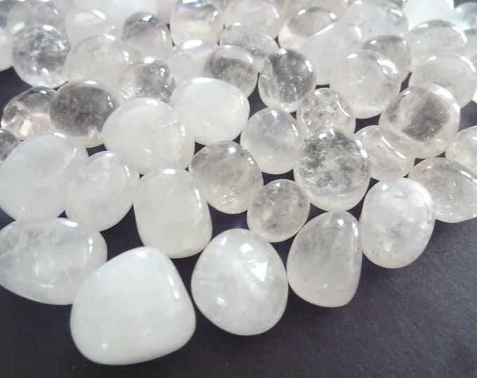 5 PACK 11-21mm Natural Half Drilled Quartz Beads, Polished Nuggets, Clear Gemstones, Earring Stones, Mixed Quartz Stones, HALF DRILLED