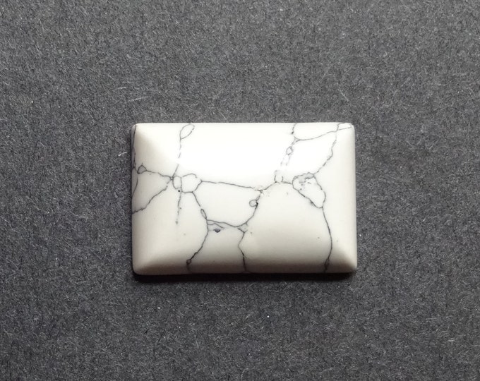 30x20 Natural Howlite Cabochon. Rectangle, White and Gray, One Of A Kind, As Seen In Image, Only One Available, White Howlite Stone Cabochon