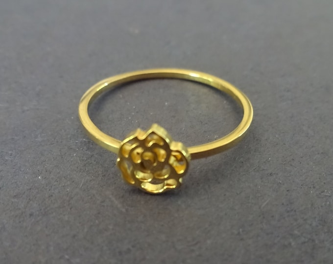 Stainless Steel Rose Ring, Gold Color, Sizes 6-10, Simple Flower Ring, Minimalist Ring, Rose Floral Ring, Gold Rose Ring, Floral Band