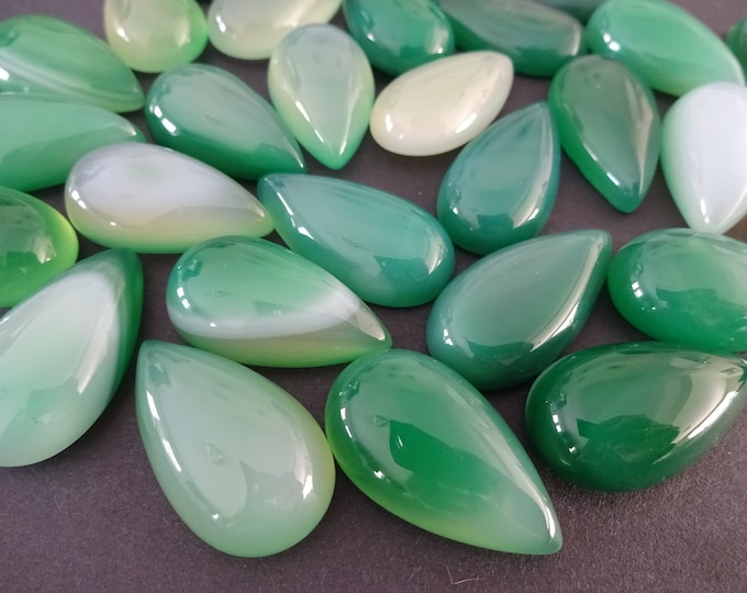 28x15mm Natural Green Onyx Cabochon, Dyed, Teardrop Shape, Polished Gem, Green Agate Gemstone, Natural Stone, Green Onyx Cab, Undrilled