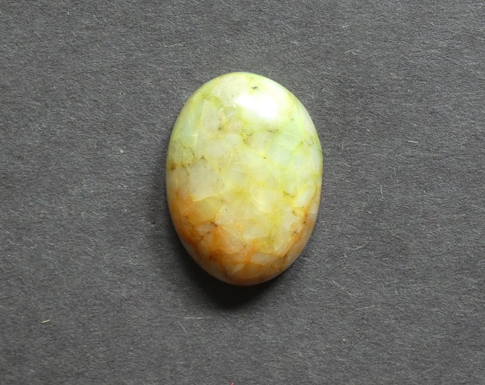 30x22x7.5mm Natural Calcite Cabochon, Gemstone Cabochon, Green and Orange, Dyed, One of a Kind, Only One Available, Multicolor Calcite Stone