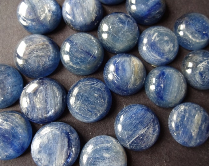 16x4mm Natural Kyanite Cabochon, Round Cabochon, Polished Stone, Blue Cabochon, Natural Stone, Deep Blue, Silvery Effect, Gemstone Jewelry