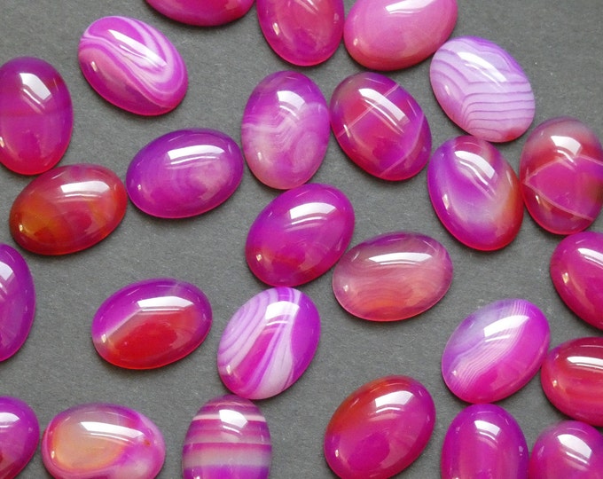 18x13x5mm Natural Pink Agate Gemstone Cabochon, Dyed Oval Cabochon, Polished Agate, Pink Cabochon, Natural Stone Agate Cab, Striped