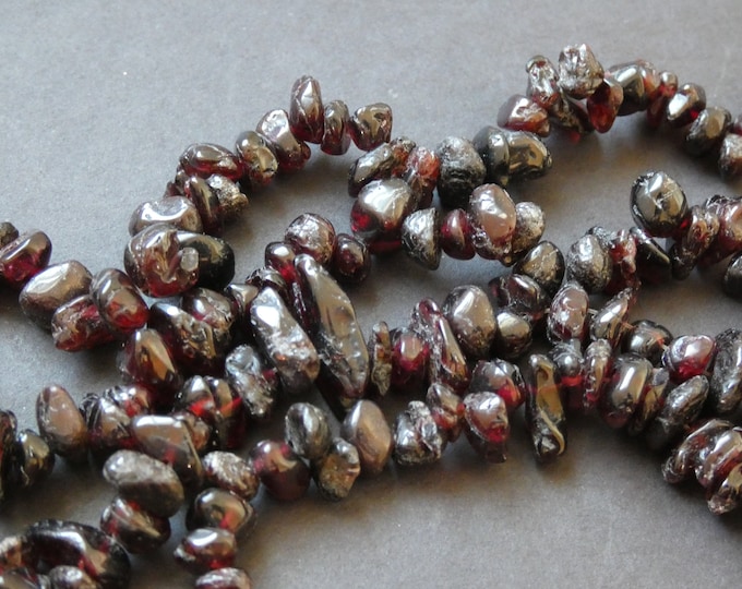 15 Inch 3-7mm Natural Garnet Chip Bead Strand, About 120 Garnet Nuggets, Natural Stone, Red Garnet Chip Beads, Gemstone Mineral Spacers