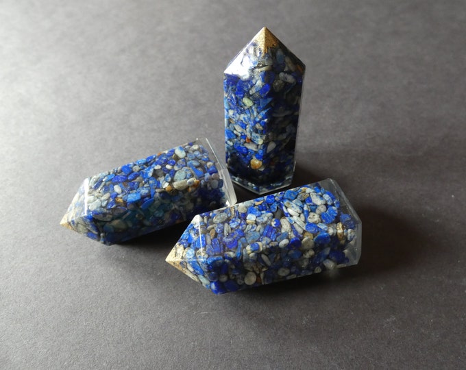 51-52mm Natural Lapis Lazuli & Resin Obelisk, Polished, Gemstone Column, No Hole, Decorative Stone, Large Blue Lapis Stone, Gemstone Decor,