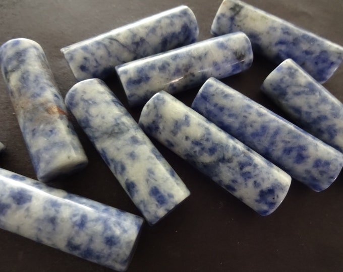 35x11mm Natural Blue Spot Jasper Column, Undrilled, Jasper Stone Column, No Hole, Polished, Wire Wrapping Jasper Crystal, Blue Spot Stone