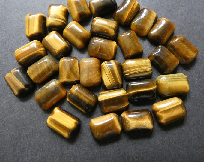 14x10mm Natural Tiger Eye Gemstone Cabochon, Rectangle Cabochon, Polished Stone, Natural Gemstone, Tigereye, Tigers Eye, Golden Brown
