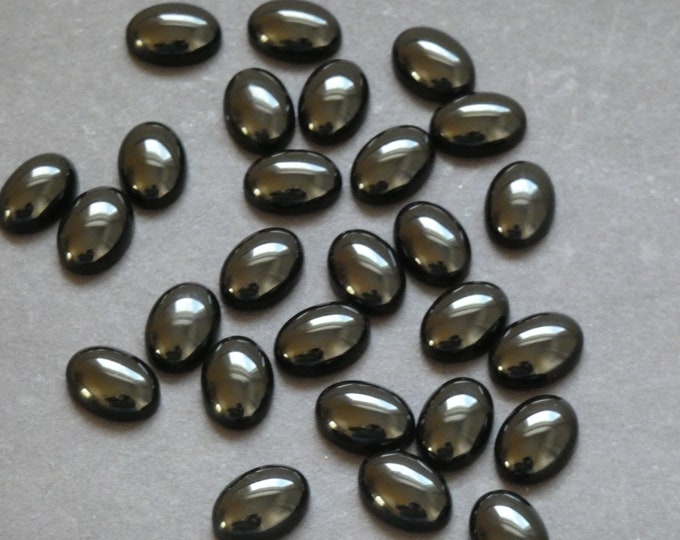 14X10mm Natural Black Stone Cabochon, Oval Cabochon, Polished Gem, Natural Stone, Gemstone Focal, Classic Solid Black Color, Basic Black Cab