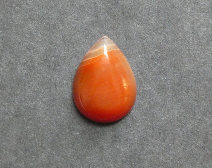 25x18mm Natural Striped Agate Cabochon, Teardrop, Orange, Dyed, Gemstone Cabochon, One of a Kind, Banded Agate Cabochon, Unique Agate Cab