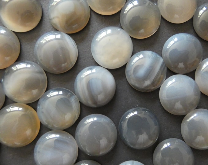 20x6mm Natural Gray Agate Cabochon, Round Gemstone Cabochon, Translucent Gray Gem, Polished Gem, Lot Of Agate, Unique Jewelry Stones