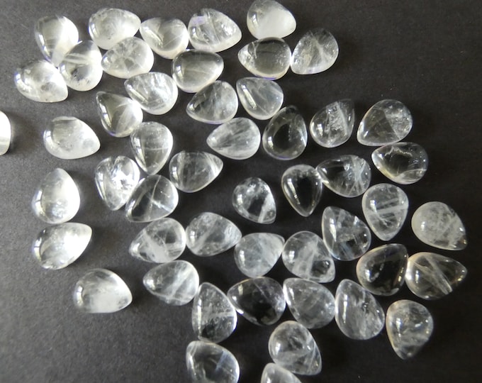8x6mm Natural Quartz Teardrop Cabochon, Gemstone Cabochon, Beautiful Polished Gem, Quartz Crystal Jewelry Making, Clear Crystal Stone