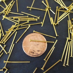 200 PACK of 18mm Golden Iron Head Pins, Gold Color Metal Head Pins, Classic Earring Pins, 18mm Long, Iron Components, Earring Component