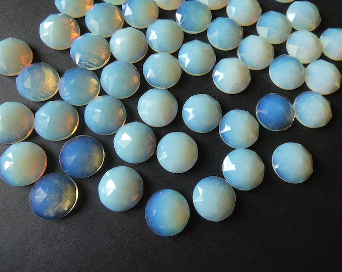 16x6mm Faceted Opalite Cabochon, Round Dome Cabochon, Polished Gemstone, Clear Gem, Cool Stone, Translucent Stone, Semi Transparent