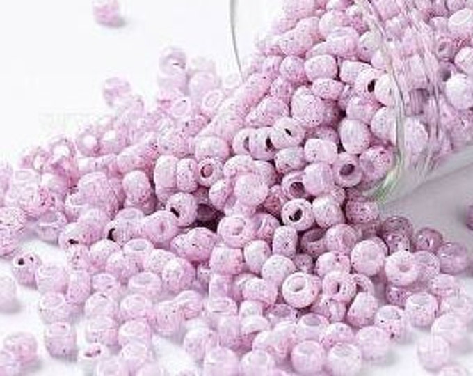 8/0 Toho Seed Beads, Opaque White Pink Marbled (1200), 10 grams, About 222 Round Seed Beads, 3mm with 1mm Hole, Opaque Finish