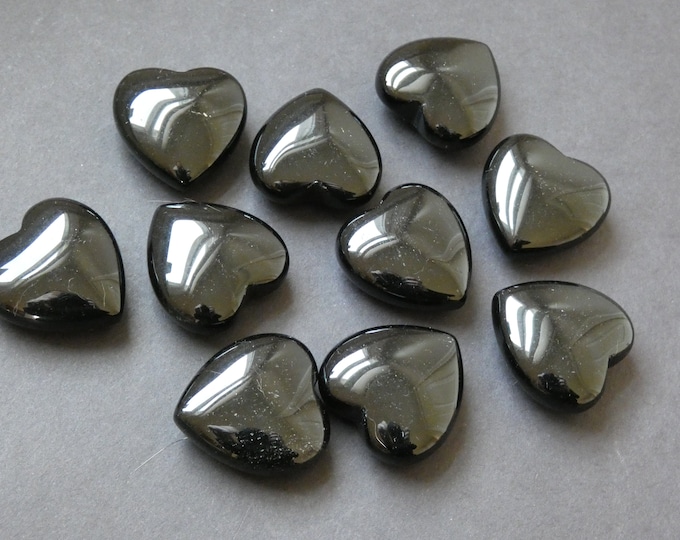 29-30mm Natural Black Obsidian Heart Gemstone, Display, Decoration, Polished Stone, Fidget Stone, Mineral Stone, Black Gemstone, Heart Stone