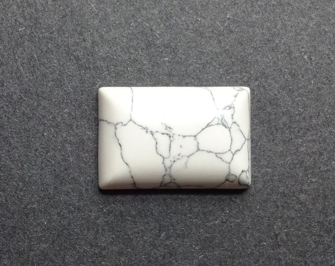 30x20 Natural Howlite Cabochon. Rectangle, White and Gray, One Of A Kind, As Seen In Image, Only One Available, White Howlite Stone Cabochon