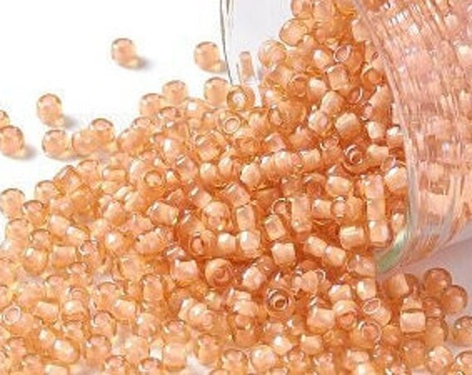 11/0 Toho Seed Beads, Snowflake Lined Peach Luster (391), 10 grams, About 1110 Round Seed Beads, 2.2mm with .8mm Hole, Luster Finish