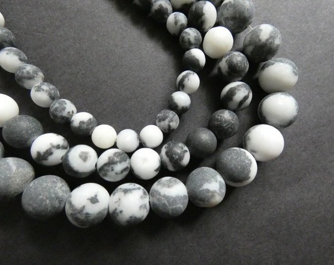 15.5 Inch 6-10mm Natural Zebra Jasper Bead Strand, About 36-63 Jasper Beads, Round, Unfinished, Frosted Stone Beads, Natural Gemstone Beads,