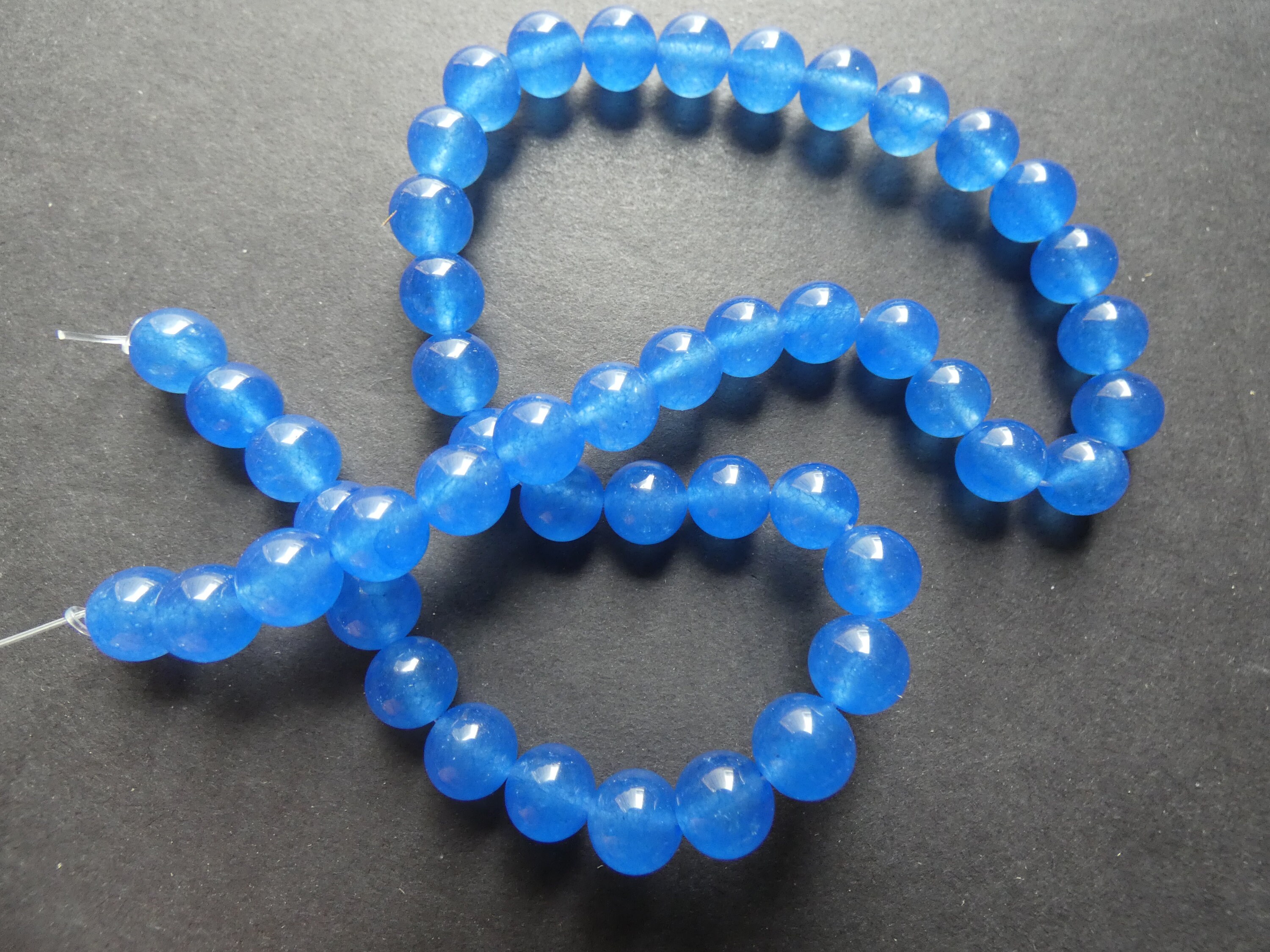15 Inch 8mm Blue Natural Malaysia Jade Bead Strand, Dyed, About 48