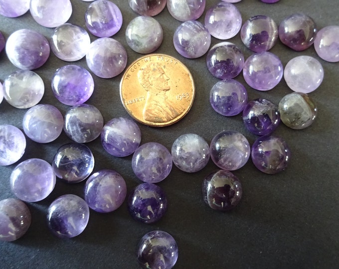 Wholesale Deal- 100 PACK 10mm Natural Amethyst Cabochon, Round Dome Gemstone Cabochon, Purple Stone, Polished Gem, Purple Birthstone