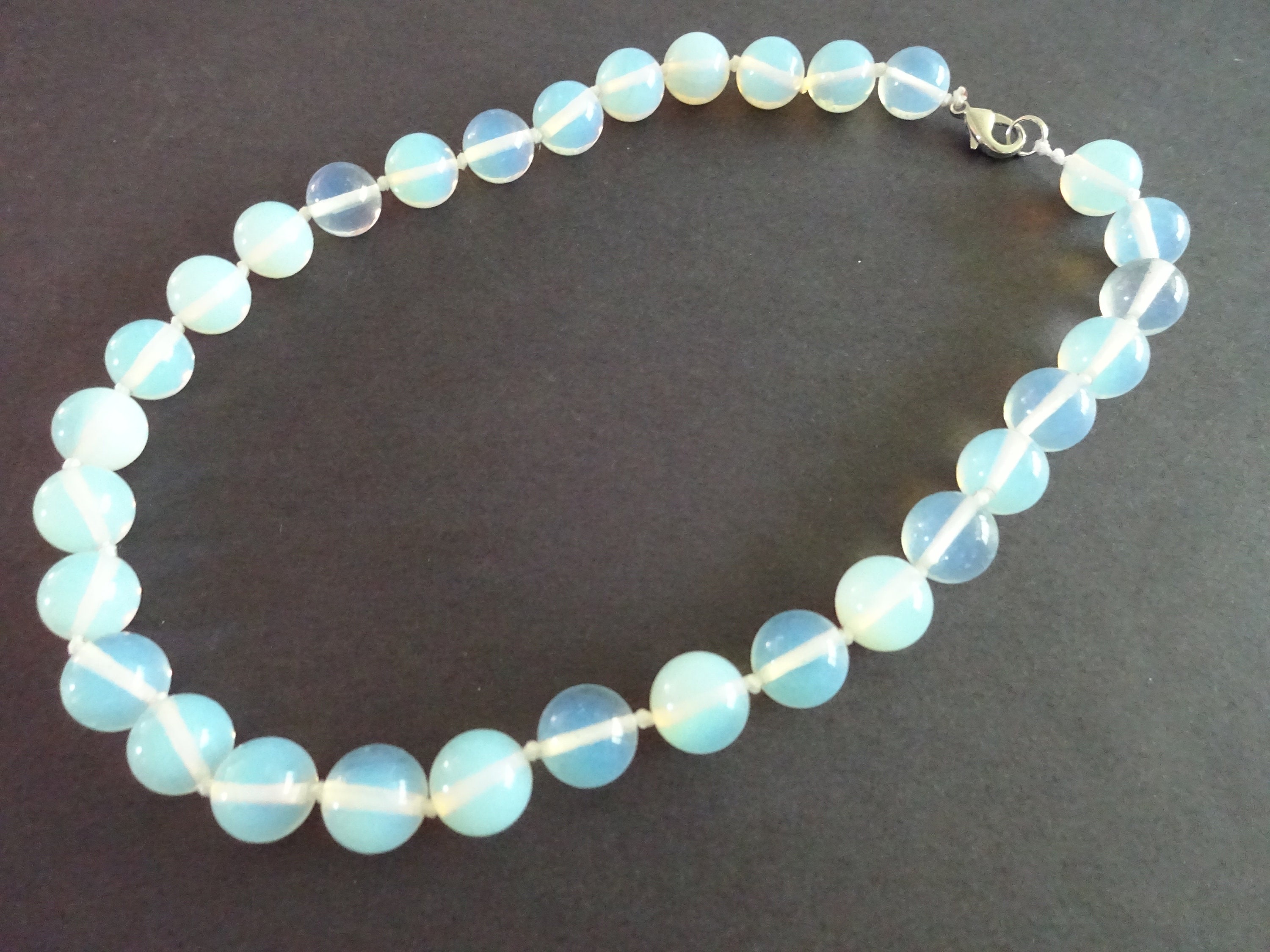 Opalite Ball Bead Necklace, 18 Inch Long, Large Ball Beads, Opalescent ...