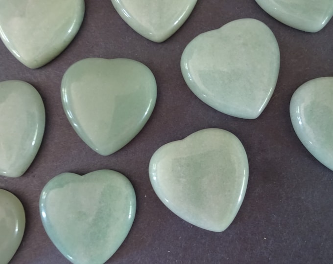 29-30mm Natural Green Aventurine Heart Cabochon, Gemstone Cabochon, Polished Gem, Heart Gemstone, Large Aventurine Wire Wrapping Stone