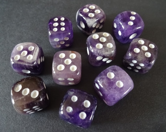 15mm Natural Amethyst Dice, 6 Sided Die, Purple Amethyst Dice, Gemstone Dice, Natural Gemstone Dice, Crystal Game Dice, Gift For Gamer