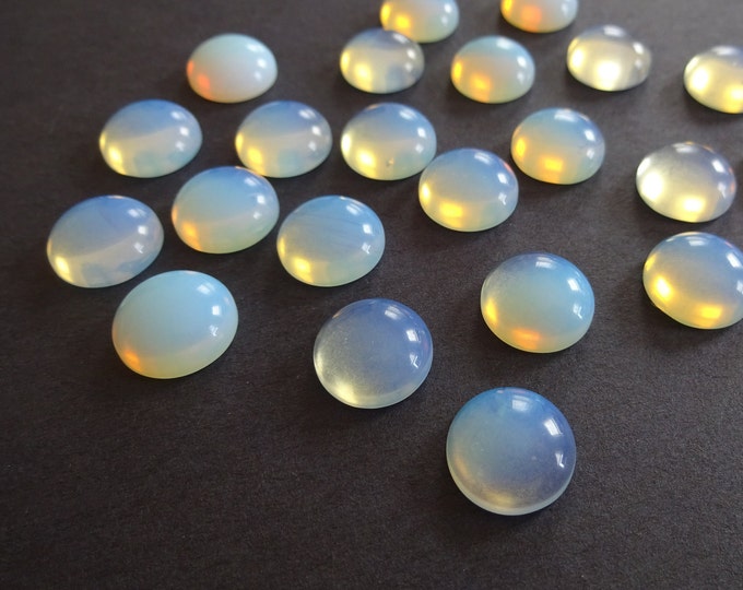 12x5mm Glass Opalite Cabochon, Round Half Dome Cabochon, Polished Opalite Stone, Clear Gem, Translucent & Semi Transparent, 12mm Round Cab