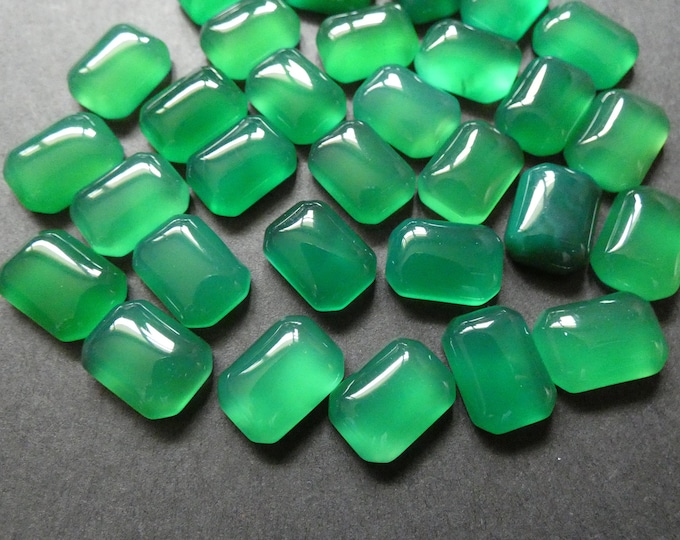 14x10mm Natural Green Agate Cabochon, Rectangle Gemstone Cabochon, Polished, Stone Cabochon, Natural Gemstone, Agate Cabachon, Green Cab