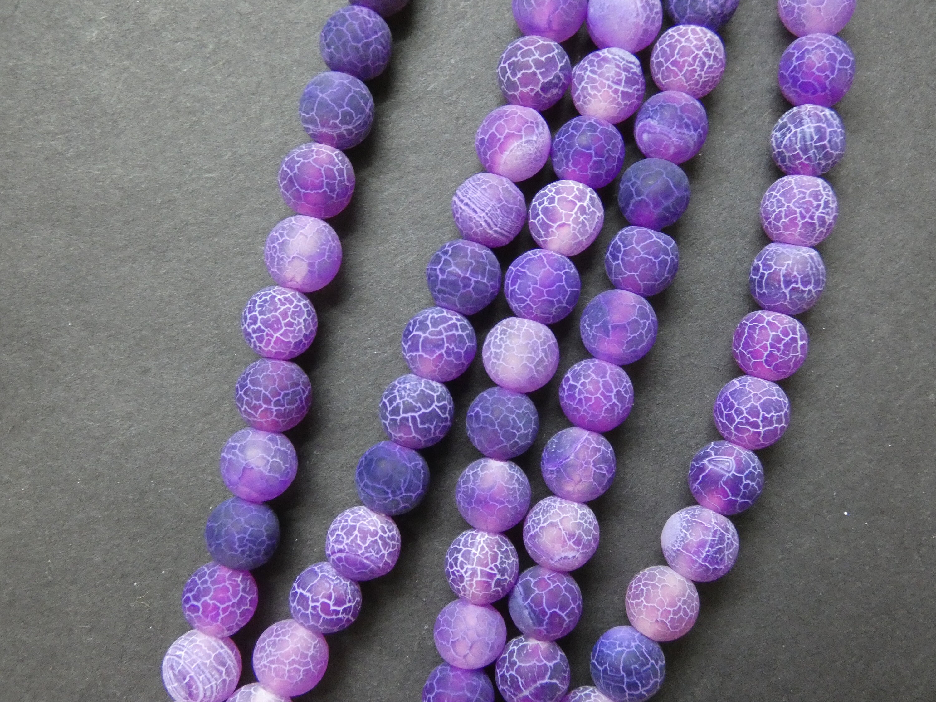 8mm Natural Frosted Agate Bead Strands, Dyed, Frosted Ball Bead, Round