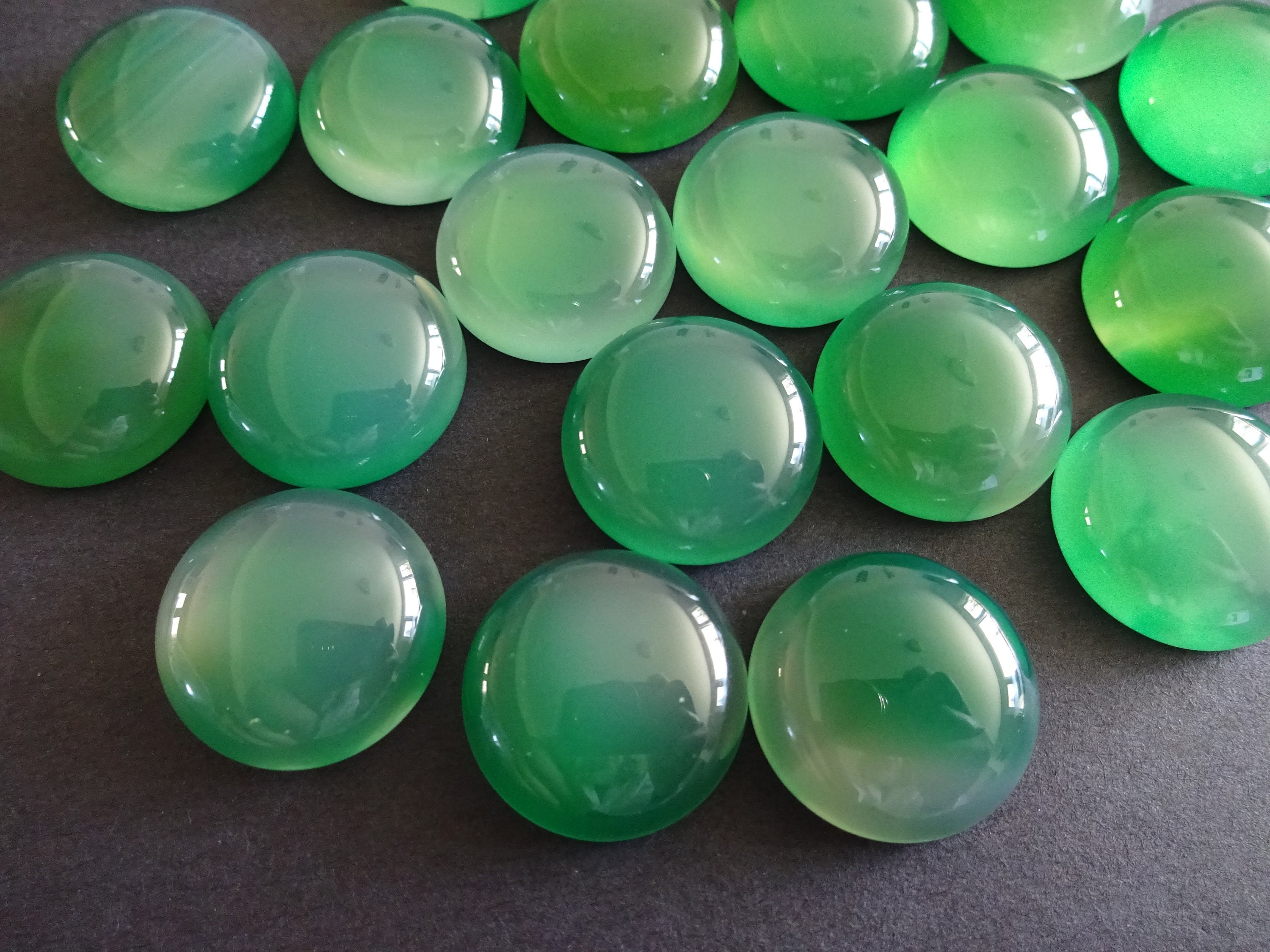 20mm Natural Onyx Green Agate Gemstone Cabochon, Round Cabochon