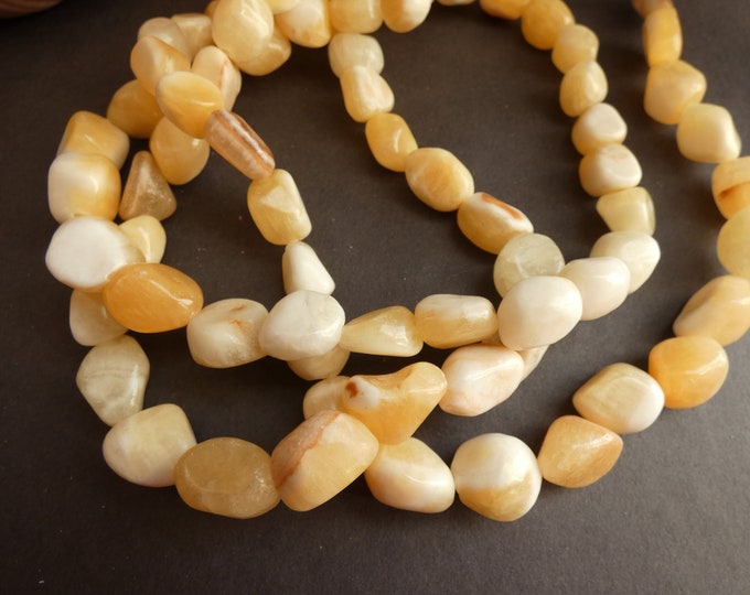 15 Inch 14-24mm Natural Nectar Jade Bead Strand, About 22-23 Jade Nugget Beads, Polished & Drilled Jade Stone, 1mm Hole, Yellow Jade Chunks
