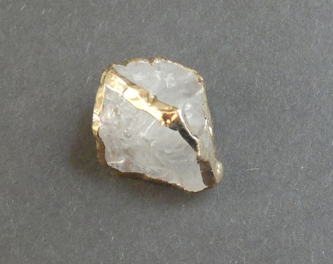 24x20x18mm Natural Gemstone Bead with Light Gold Brass Findings, One of a Kind, Gemstone Nugget, Only One Available, Clear Gemstone Bead