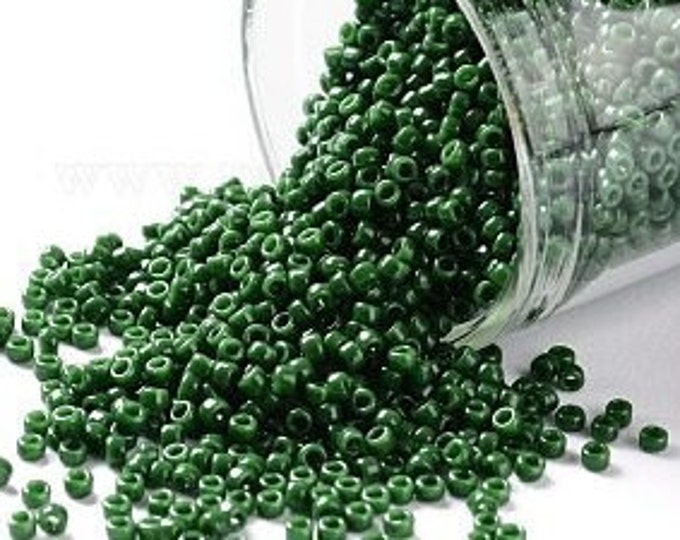 11/0 Toho Seed Beads, Opaque Pine Green (47H), 10 grams, About 1103 Round Seed Beads, 2.2mm with .8mm Hole, Opaque Finish