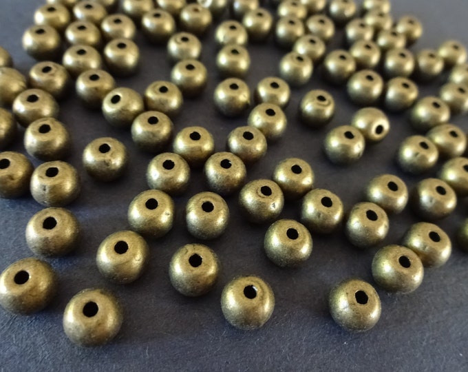 100 PACK of 6mm Alloy Metal Ball Bead, Antiqued Bronze Color, Lightweight Metal Bead, Simple Round Bronze Spacer, Classic 6mm Ball Bead