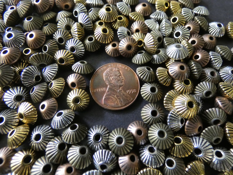 5 Color Mixed Lot Variety 1mm Holes European Style Beads Small Bicone Metallic Metal Spacers 100 Pack 8mm Bicone Tibetan Silver Beads