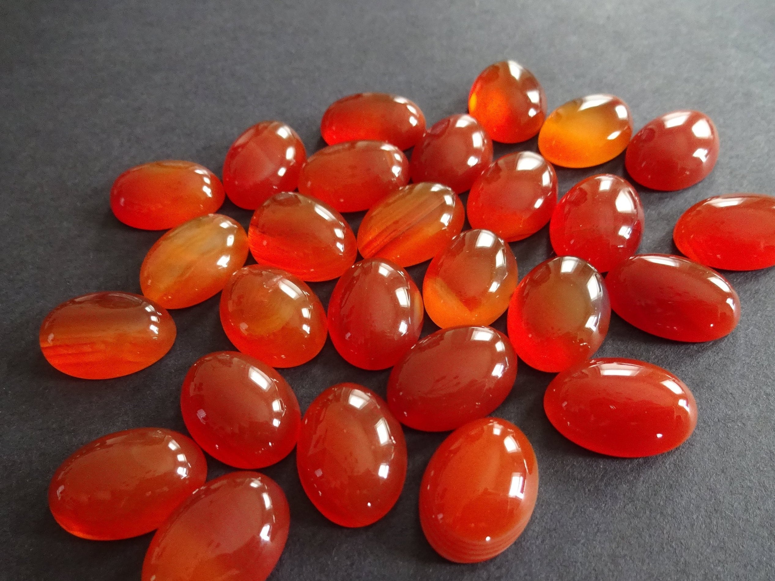 18x13x6mm Natural Orange Agate Gemstone Cabochon, Oval Cabochon
