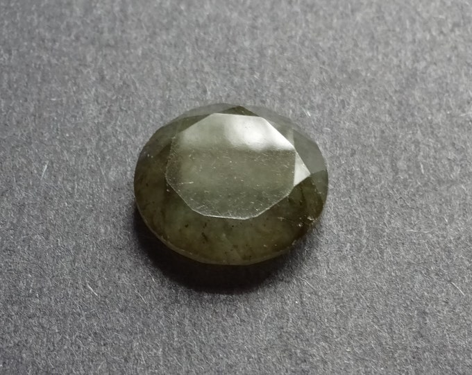 19.5mm Natural Faceted Labradorite Cabochon, Round, Gray, One Of A Kind, As Seen In Image, Only One Available, Opalescent Stone, Mineral
