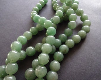 8-8.5mm Natural Green Aventurine Ball Beads, 15.5 Inch Strand, About 47 Gemstone Beads, Natural Round Stone, Earthy Light Green Gems