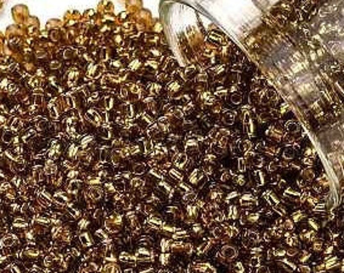 11/0 Toho Seed Beads, Silver Lined Topaz (22C), 10 grams, About 1103 Round Seed Beads, 2.2mm with .8mm Hole, Silver Lined Finish
