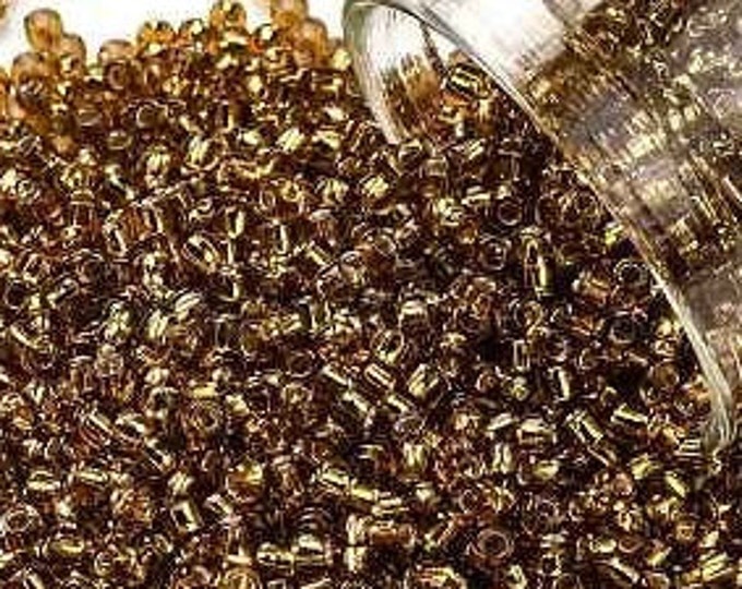 11/0 Toho Seed Beads, Silver Lined Topaz (22C), 10 grams, About 1103 Round Seed Beads, 2.2mm with .8mm Hole, Silver Lined Finish