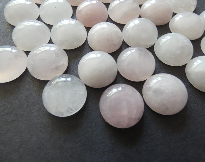 16mm Natural Rose Quartz Cabochon, Round Dome Gemstone Cabochon, Pink Stone, Pretty Gem, Polished Gem, Quartz, Light Pink, Pale, Pastel