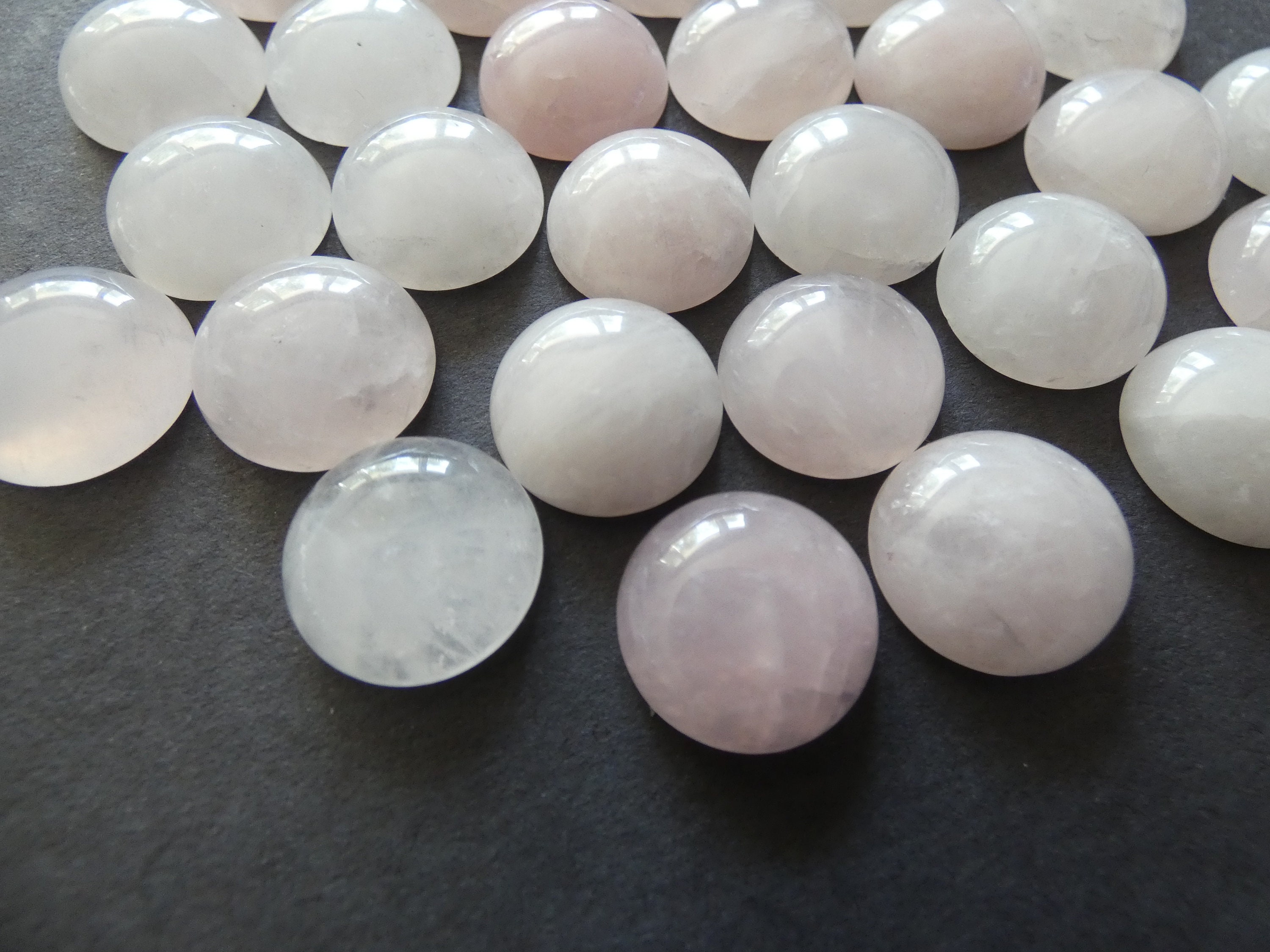 16mm Natural Rose Quartz Cabochon, Round Dome Gemstone Cabochon, Pink ...