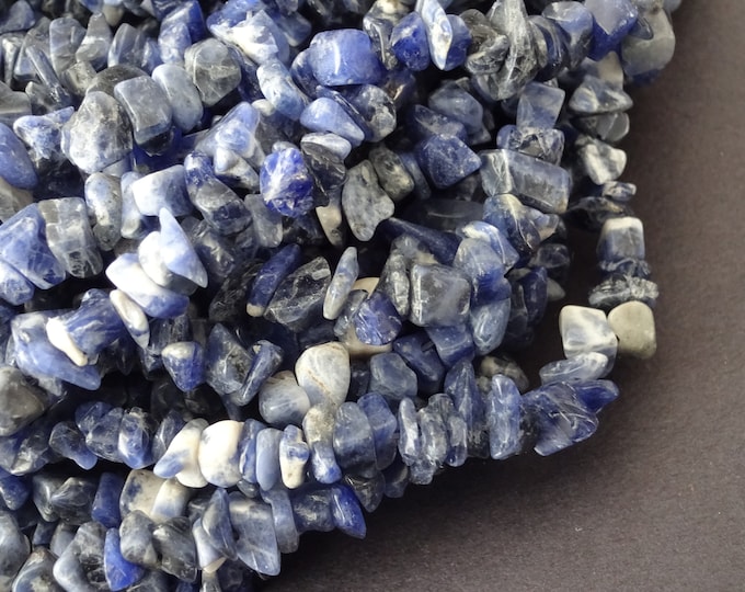 34 Inch Strand Natural Sodalite Chip Bead Strand, About 275 Beads Per Strand, 8-9mm Nuggets, Blue Stone Bead, Sodalite Gemstone Beads